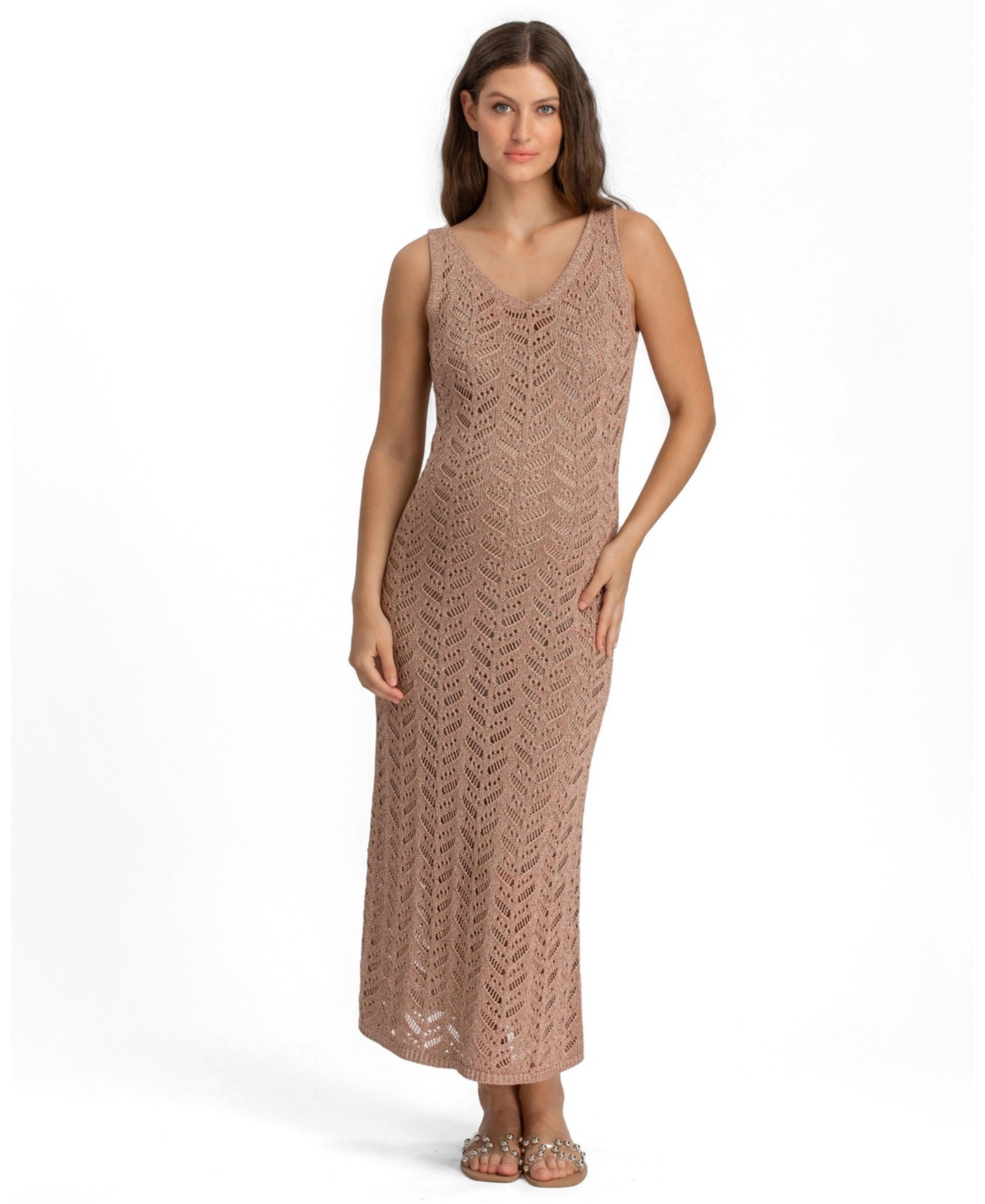 Pietro Brunelli Maternity Portofino Open-Knit V-Neck Maxi Dress