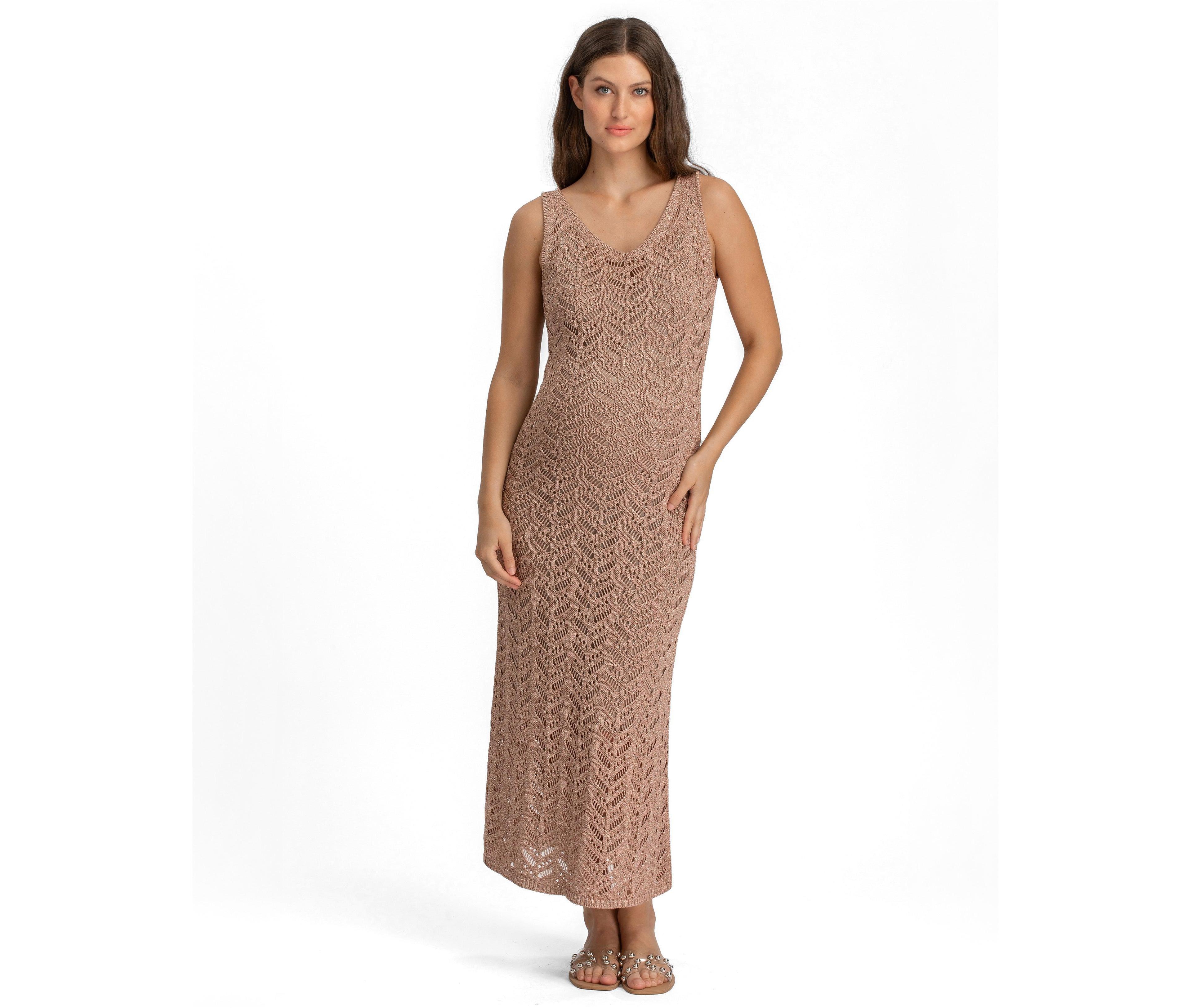 Pietro Brunelli Maternity Portofino Open-Knit V-Neck Maxi Dress