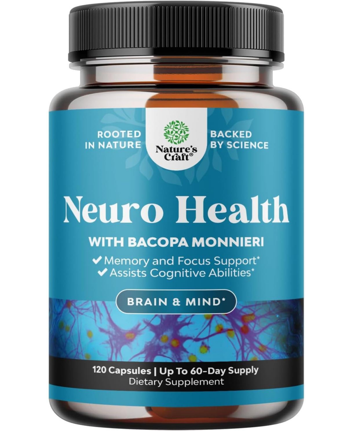 Nature's Craft Nootropic Complex with Bacopa Monnieri, Dha and B Vitamins | 120 Count