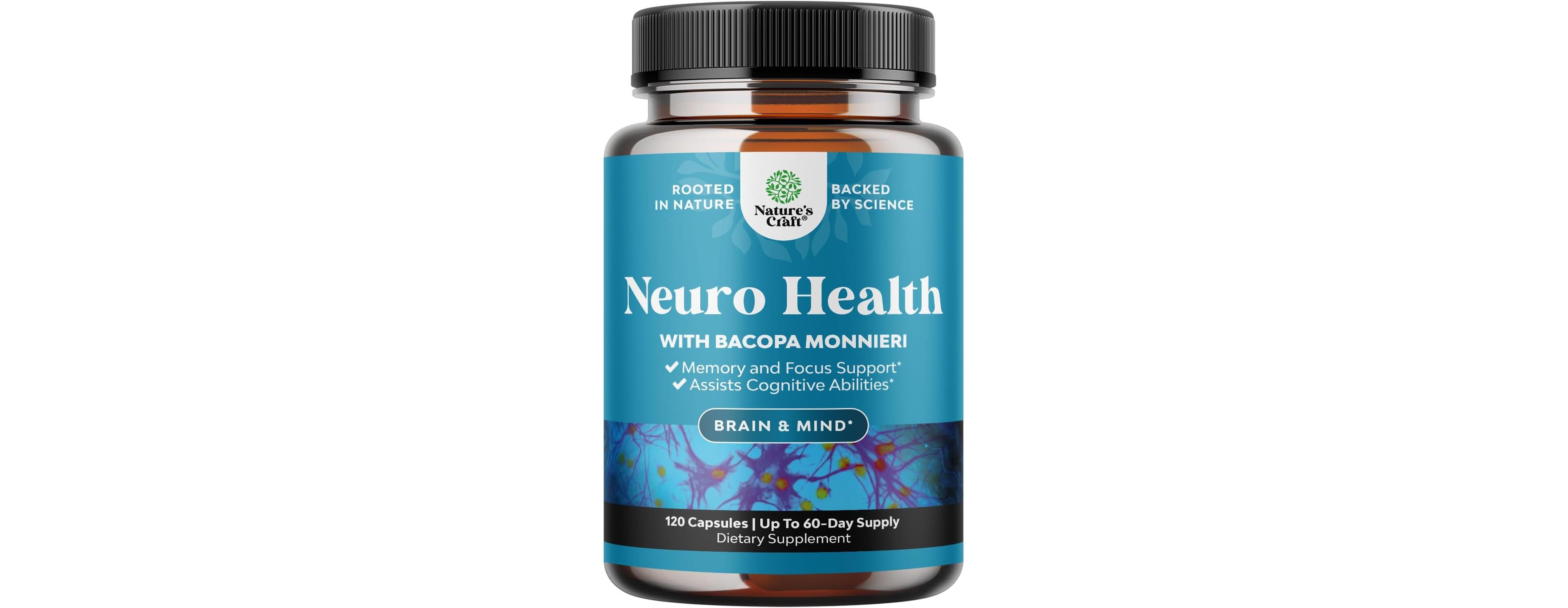Nature's Craft Nootropic Complex with Bacopa Monnieri, Dha and B Vitamins | 120 Count