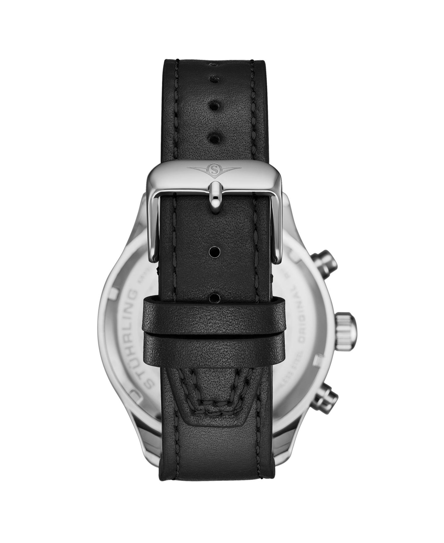 Мужские часы Stuhrling Navigator 4075 хронограф на кожаном ремешке, цвет: Чёрный — фото 2