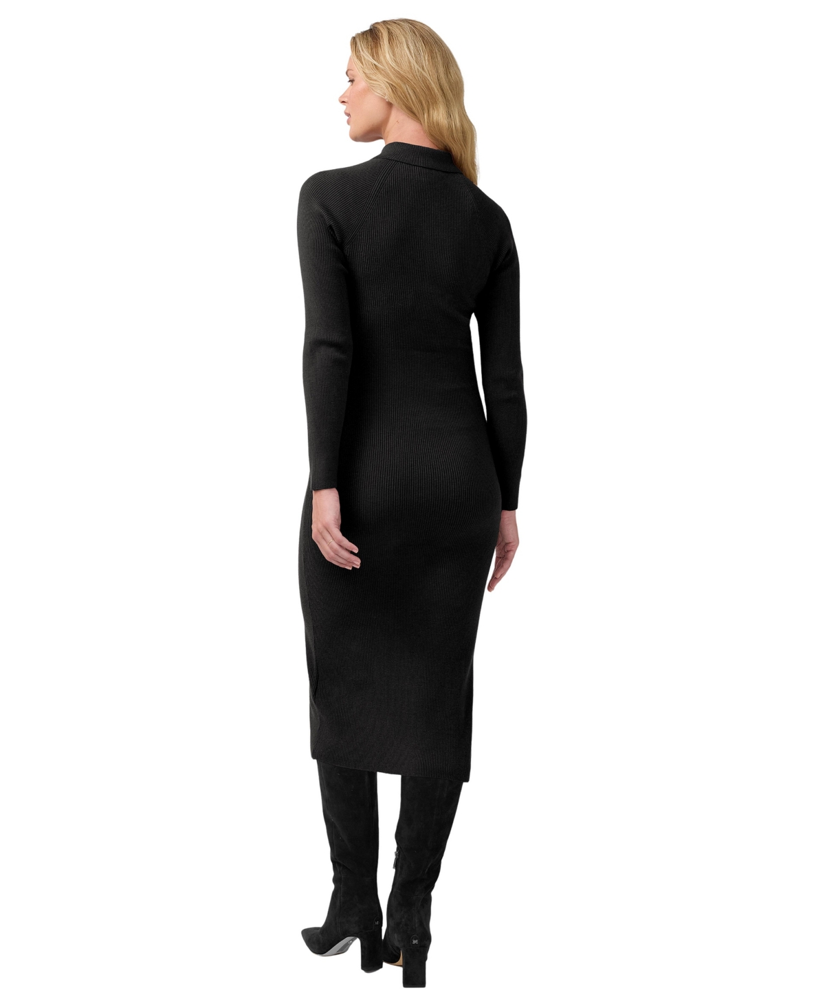 Ingrid + Isabel Maternity Nursing Ribbed Long-Sleeve Midi Dress