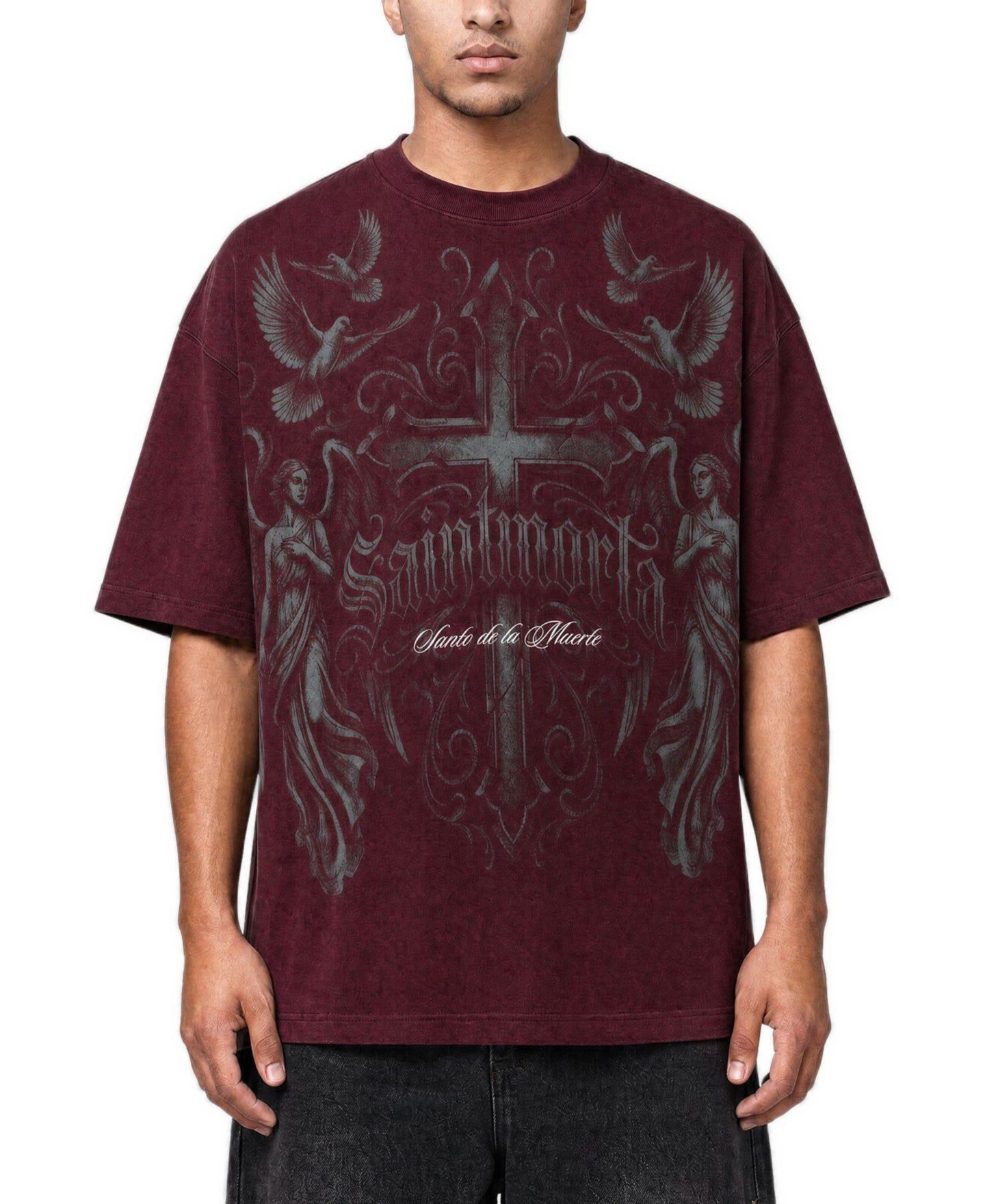 Мужская футболка SAINT MORTA Renaissance Boxy - Pigment Washed Port S — фото 1