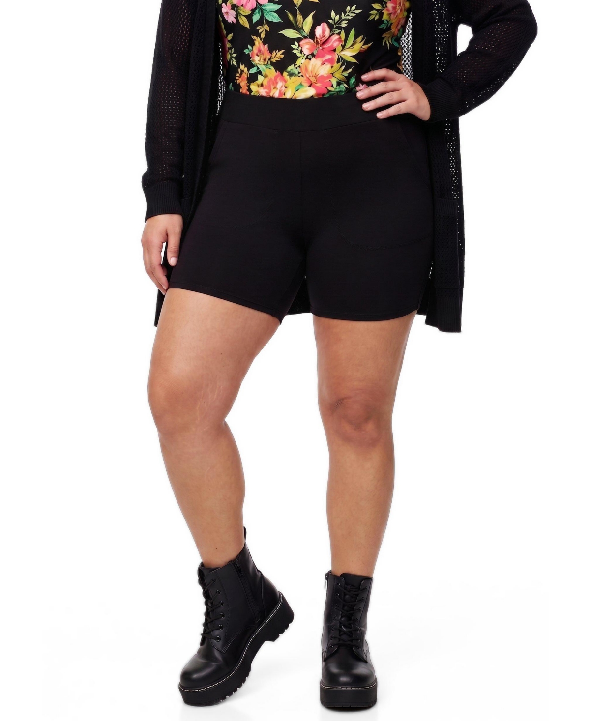 Torrid Plus Size Pocket Bike Short - Deep black