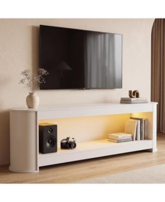 76.77" White Modern TV Stand with Led Lights up to 85 Inch