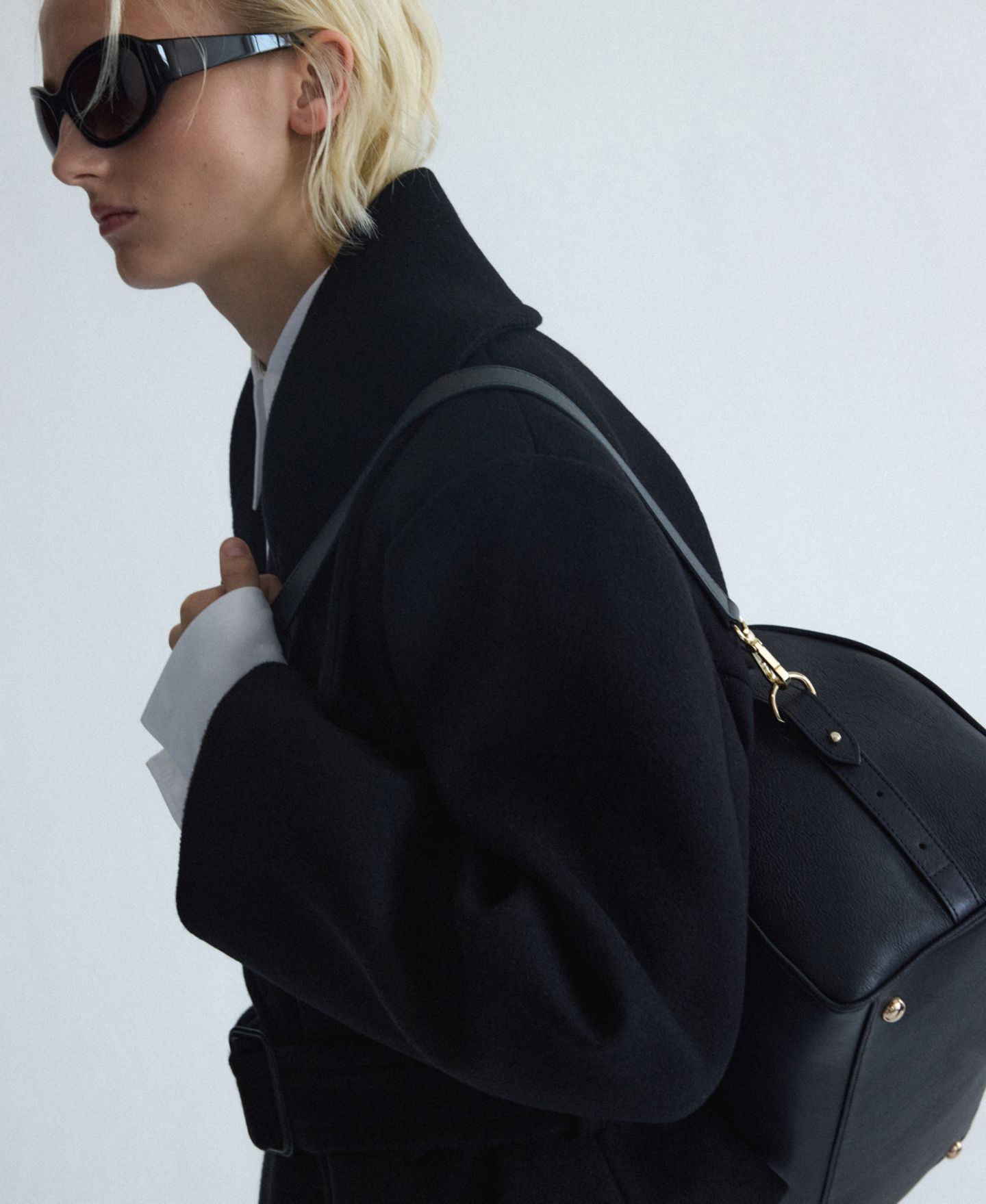 Женская сумка MANGO Selection Double-Handle Leather Work Satchel, цвет: Тёмно-синий — фото 8