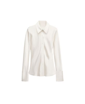 Women's Selection Satin Long-Sleeve Back-Tie Blouse