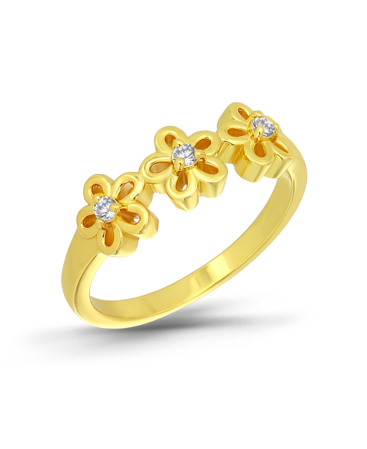 Macy's Cubic Zirconia Gold-Tone Floral Open Ring
