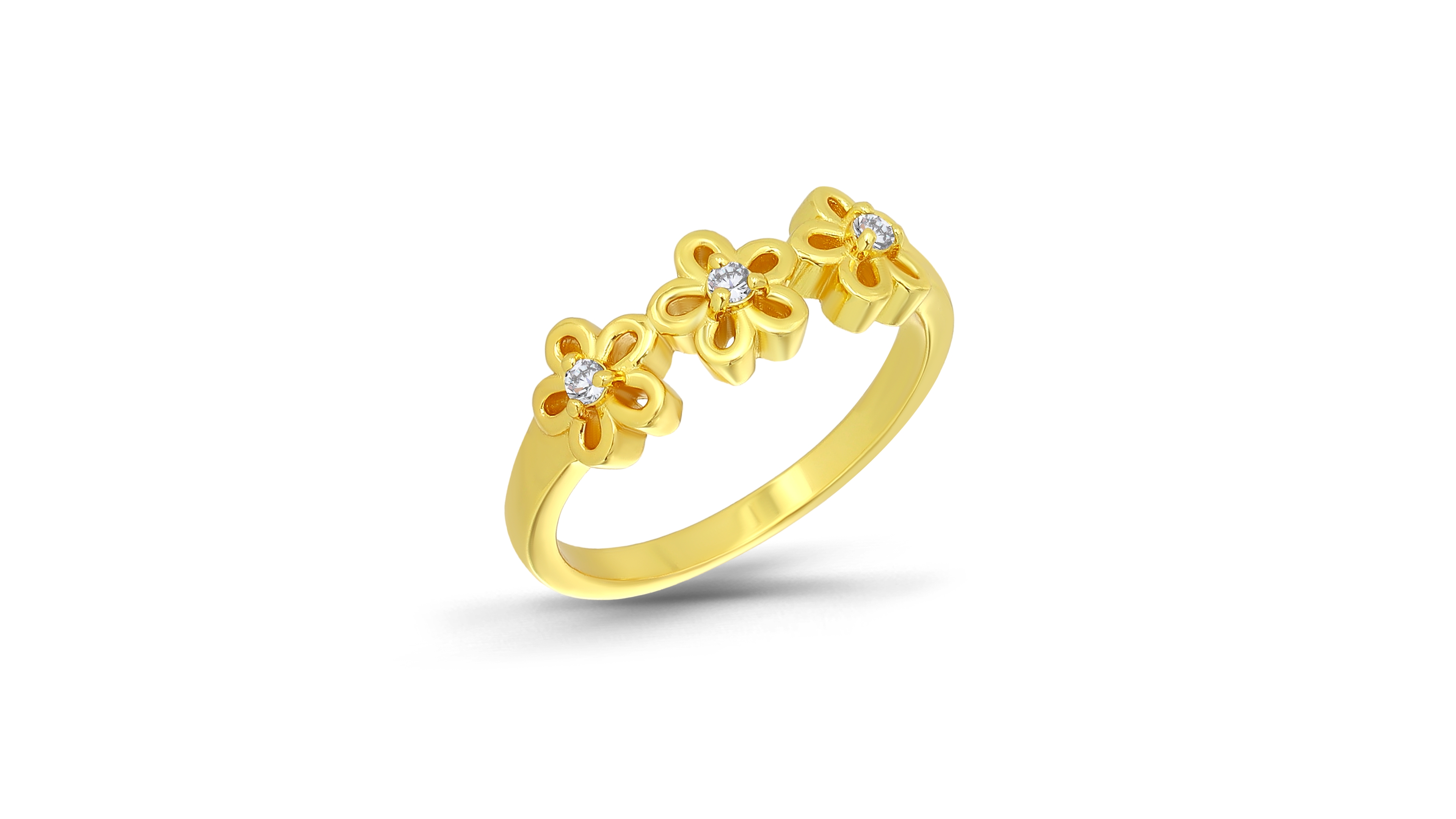 Macy's Cubic Zirconia Gold-Tone Floral Open Ring
