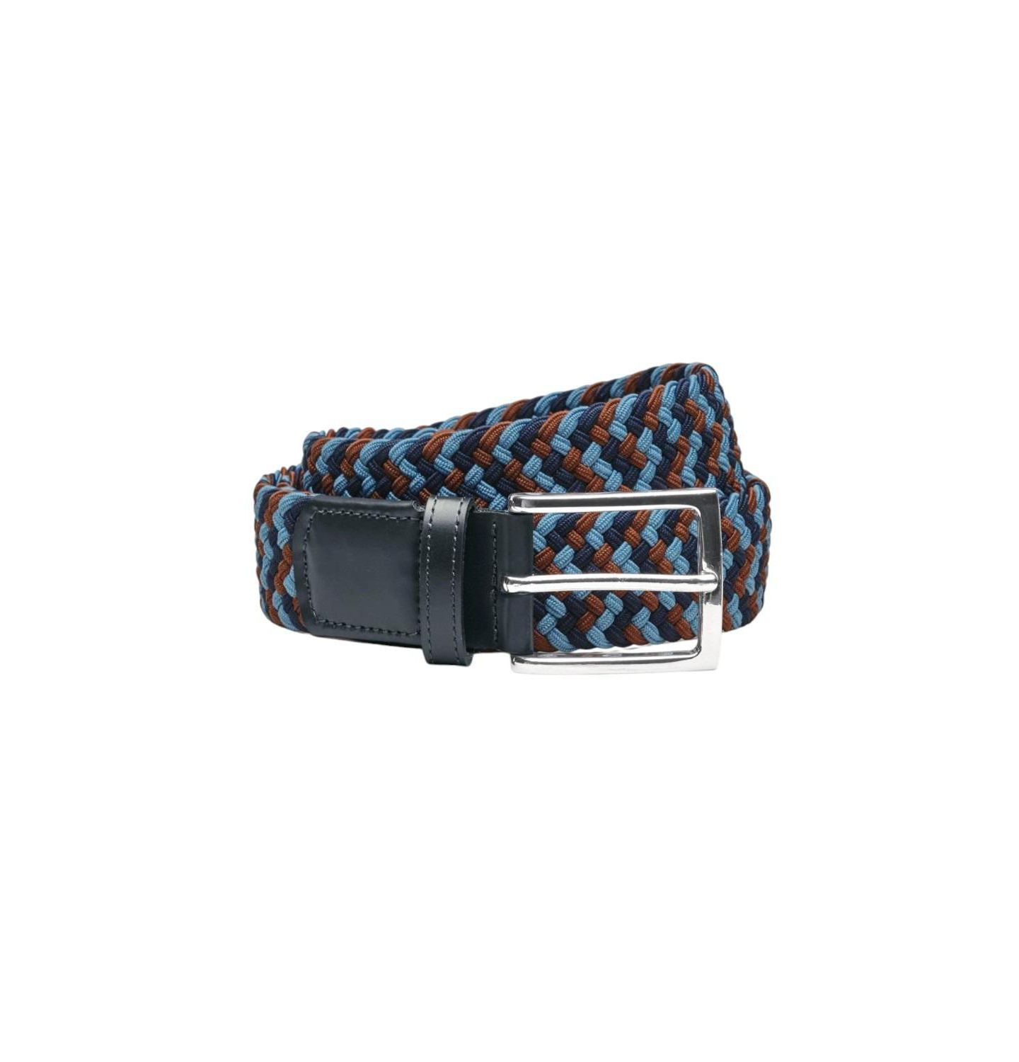 Мужской ремень Charles Tyrwhitt Stretch Casual Pin-Buckle Leather Belt, цвет: Тёмно-синий разноцветный — фото 1