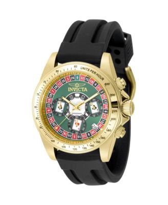 Men's Quartz Speedway Sport Water-Resistant Black Rubber Watch, 39.5mm