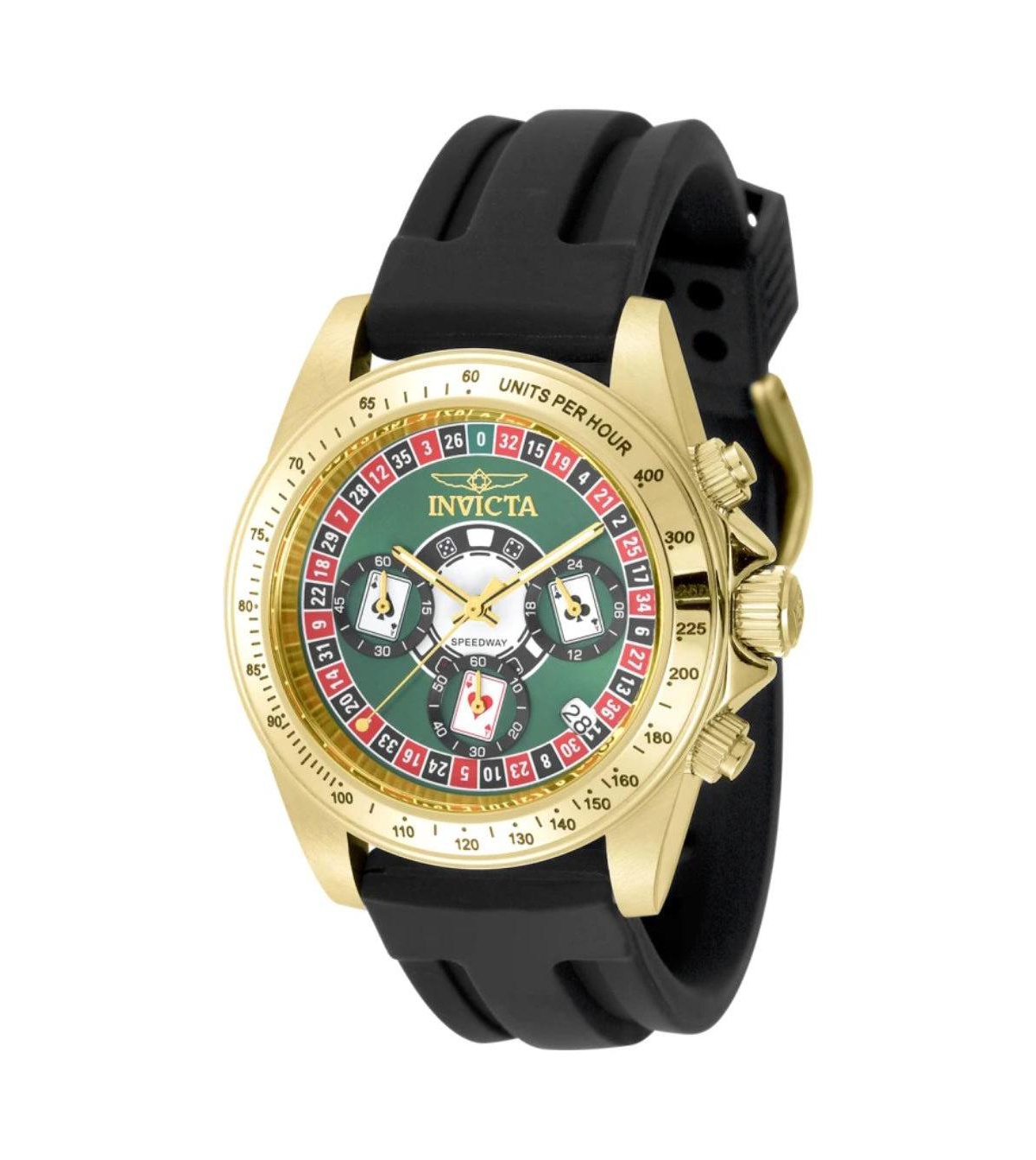 Invicta Men's Quartz Speedway Sport Water-Resistant Black Rubber Watch, 39.5mm