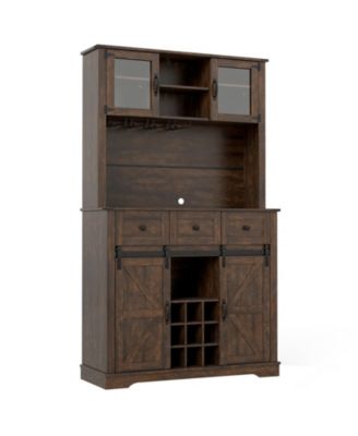 72-Inch Coffee Bar Cabinet with Sliding Barn Doors