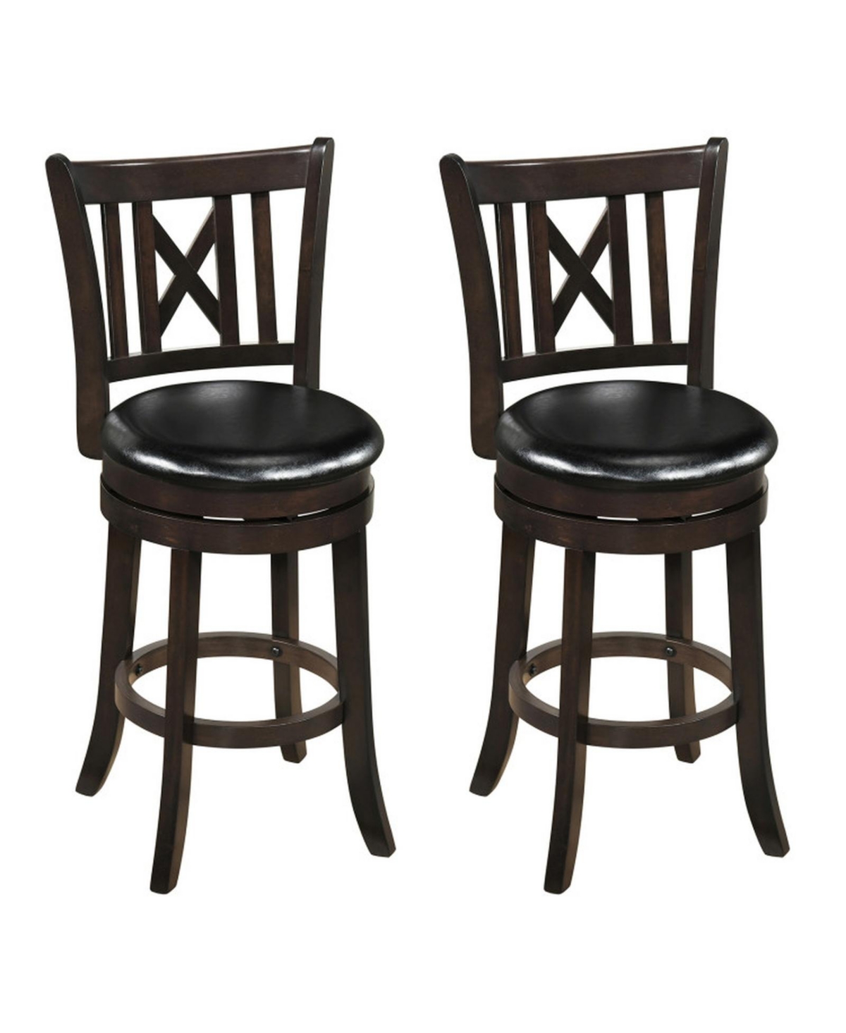 Gouun 26-Inch Swivel Bar Stools with a Hollowed Backrest - Dark chocolate brown