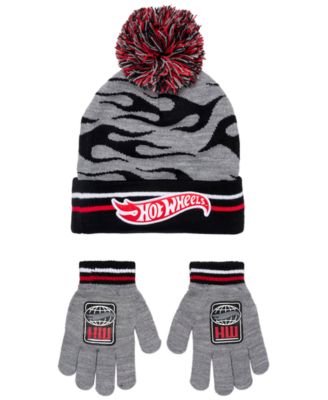 Boys' Pom-Pom Ribbed Beanie Hat and Gloves, 2-Piece Set