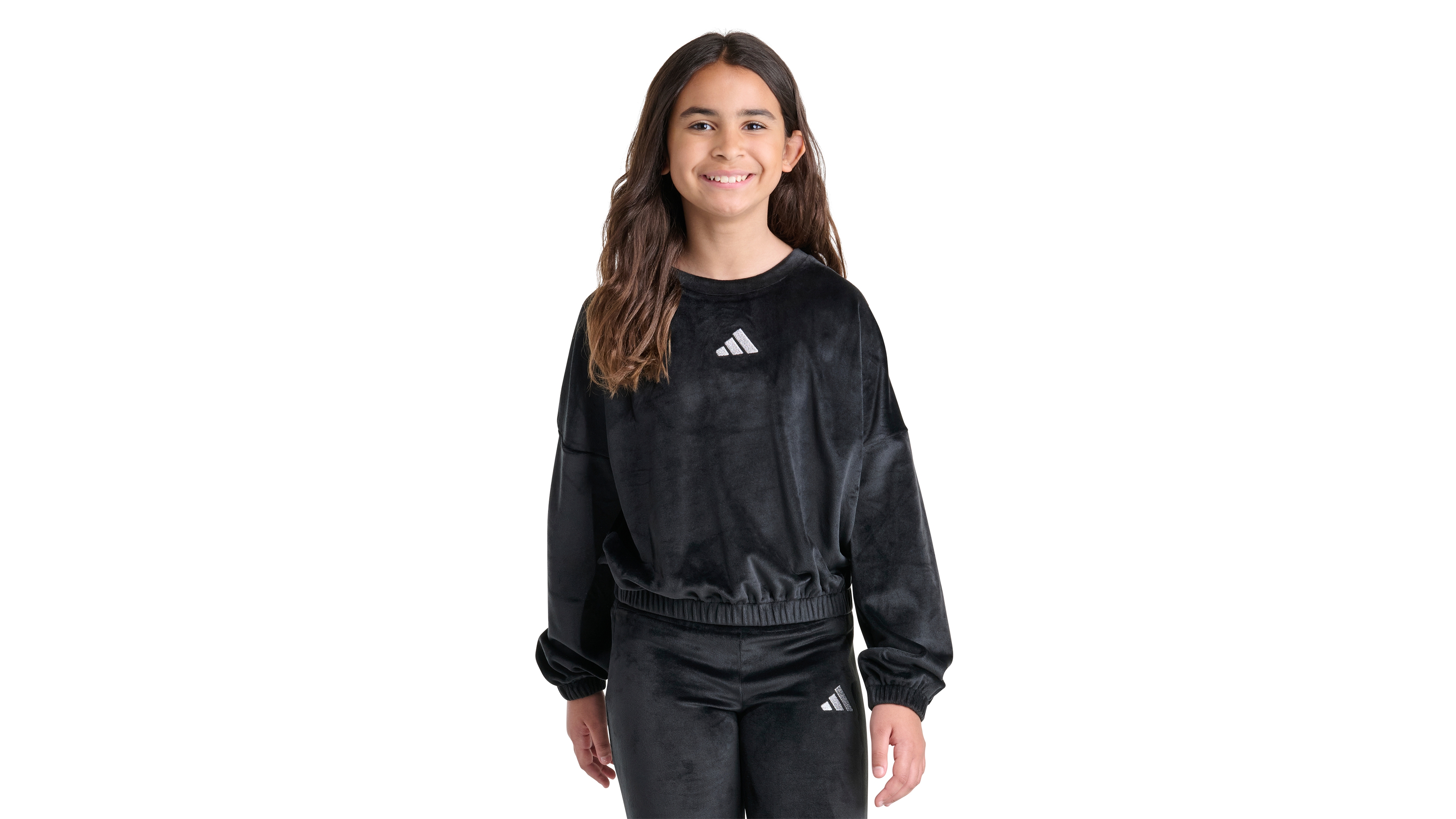 adidas Girls' 4-16 Velour Balloon-Sleeve Pullover