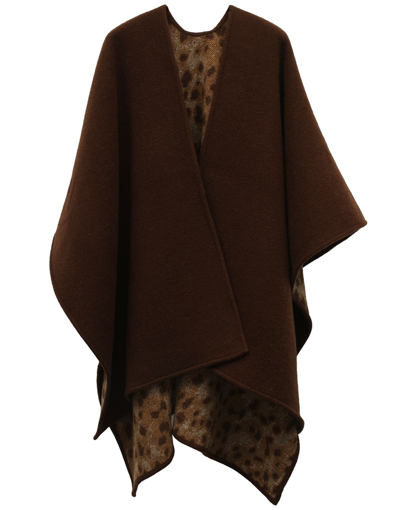 Женские аксессуары Michael Kors Double-Face Leopard-Print Hooded Ruana Wrap, цвет: Шоколадный — фото 1