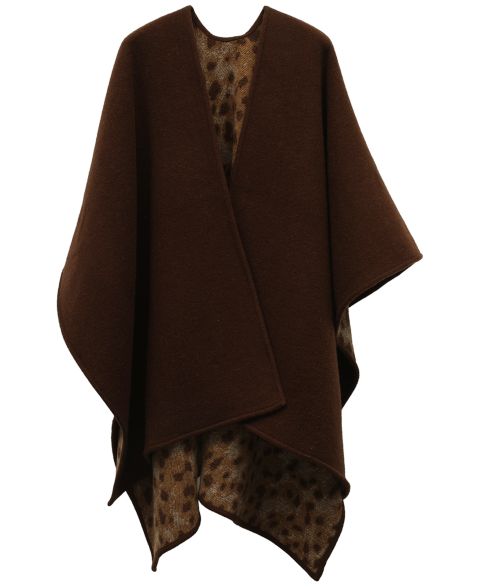 Женские аксессуары Michael Kors Double-Face Leopard-Print Hooded Ruana Wrap, цвет: Шоколадный