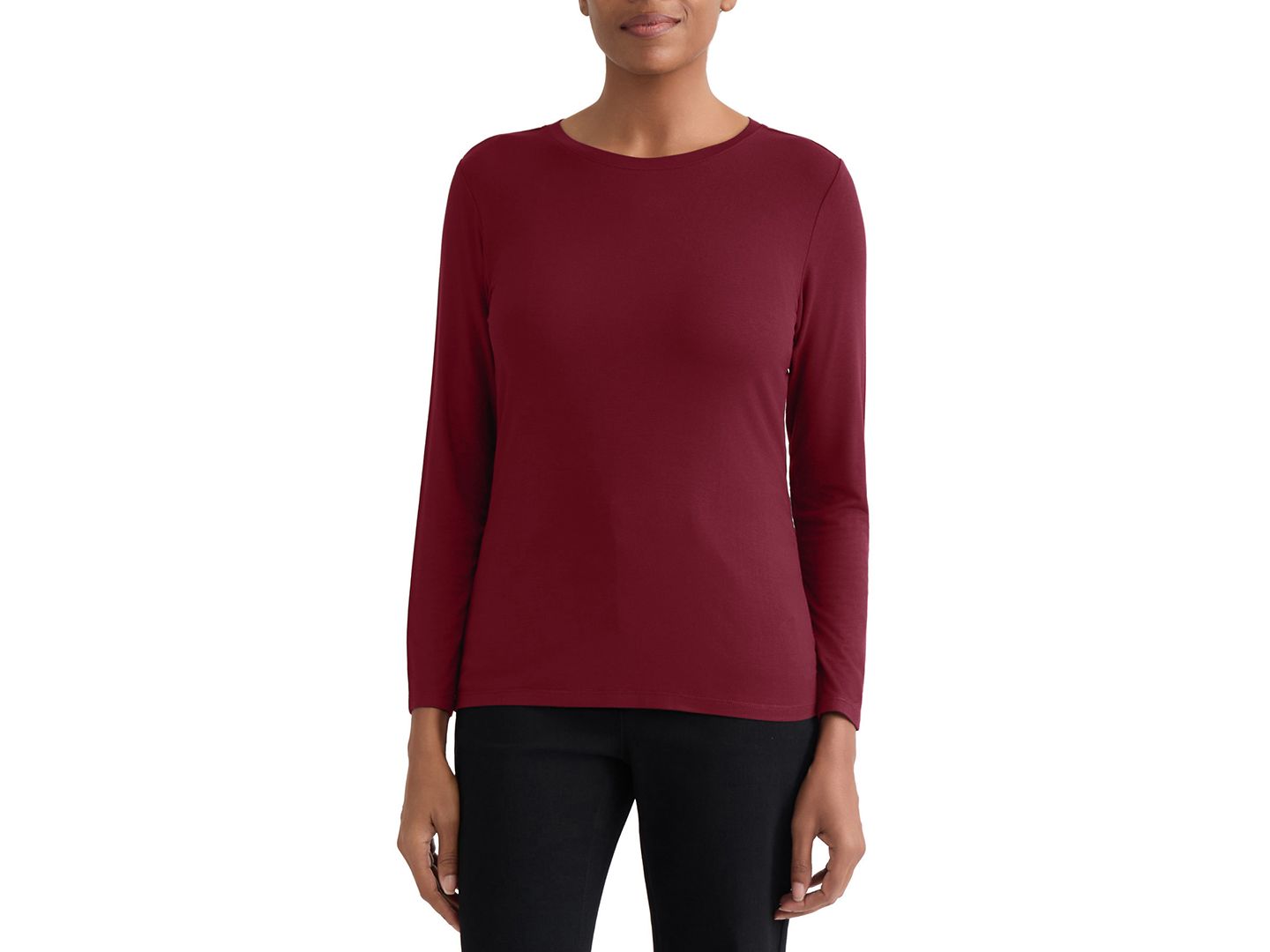 Женская футболка Jones New York Long-Sleeve Crewneck, цвет: Винный — фото 1