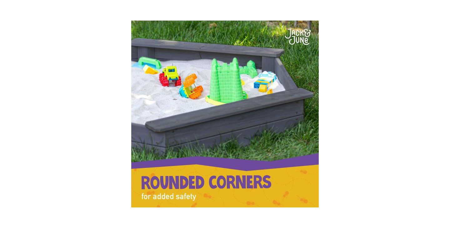 Детская игрушка Jack & June Hexagonal Cedar Sand Box with Rounded Corners for Safety, Ages 18 Months+ — фото 4