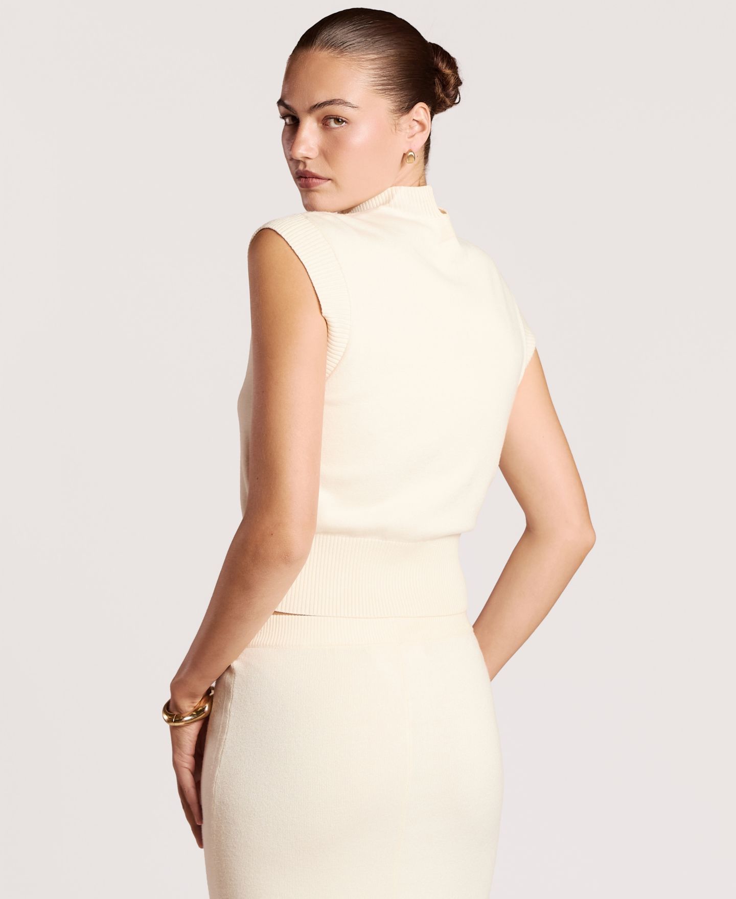 Женский топ 4th & Reckless Kaelin Mock-Neck Ribbed-Hem, цвет: Кремовый — фото 5