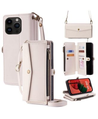 Wallet Case with Card Slots and Crossbody Straps Compatible with iPhone 12-17
