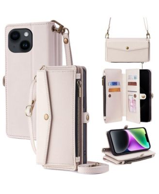 Crossbody Card Holder Wallet Case with Adjustable-Stand for Apple iPhone 12-17