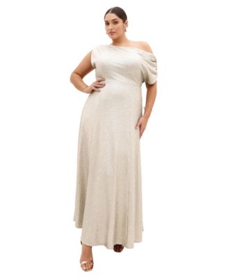 Plus Size Sequin Off-Shoulder Maxi Dress