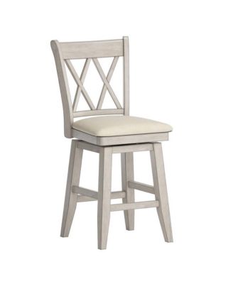 Lea Cross Swivel Counter Stool with Linen Seat