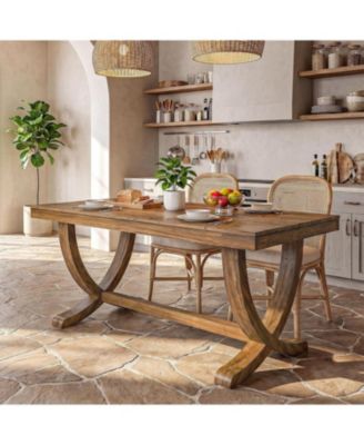 63" Solid Wood Dining Table,Farmhouse Kitchen Table for 4-6