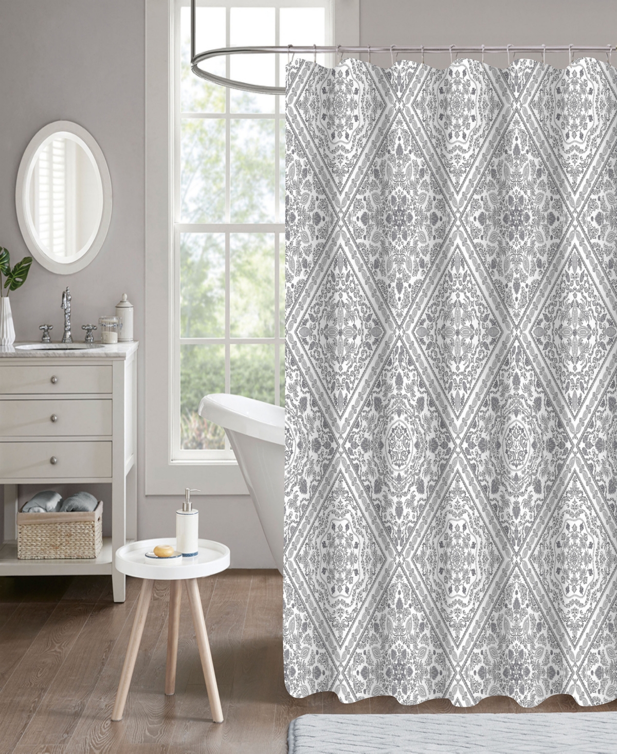 Popular Bath Medallions 14-piece Shower Curtain And Liner Set In Gray