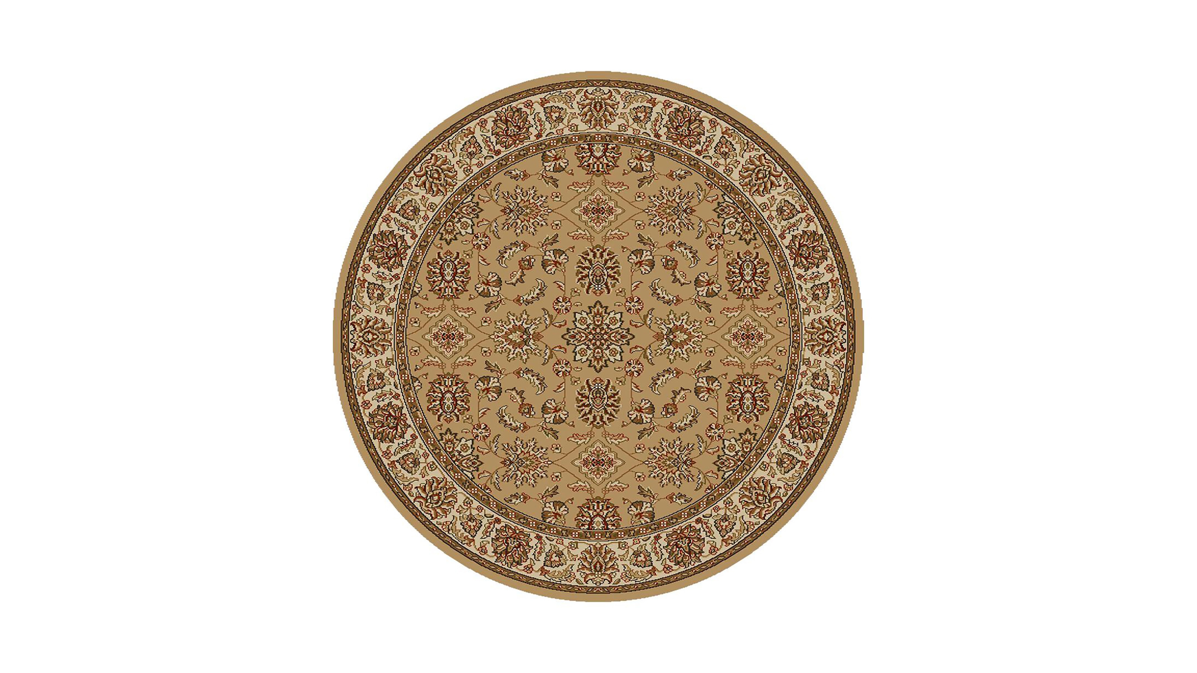 Closeout! Km Home 1592/1075/Beige Pesaro Beige 5'3" x 5'3" Round Area Rug