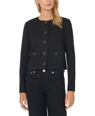 Women's Lady Long-Sleeve Cropped Patch-Pocket Jacket