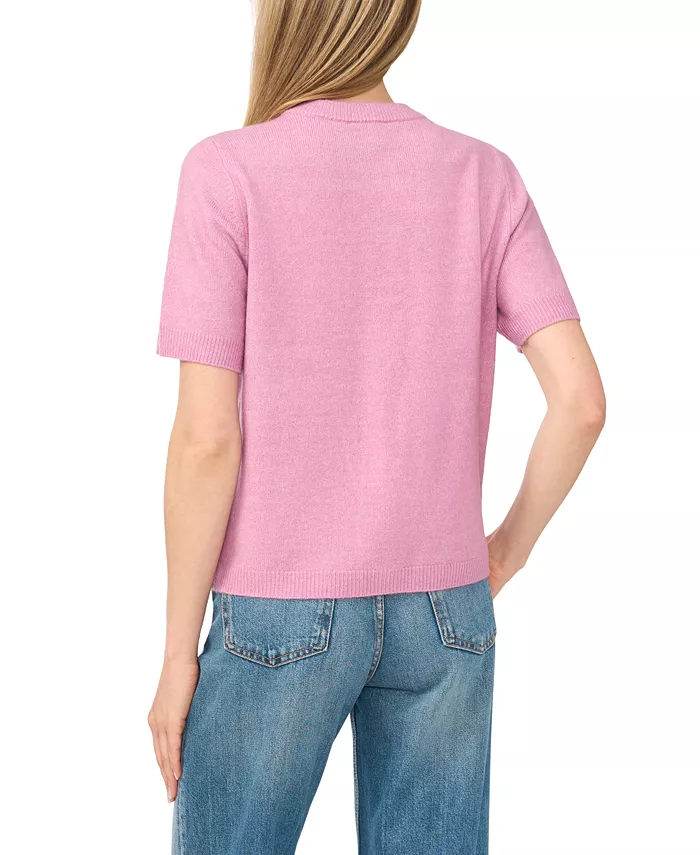 Women's Short Sleeve Bow Button Cardigan Sweater - thumbnail 9