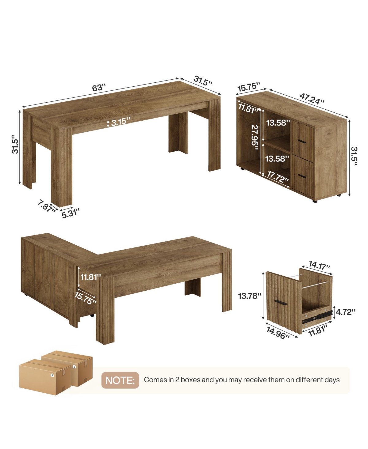 Tribesigns Computer Desk, Solid Wood Home Office Desk with Sturdy Wooden Legs