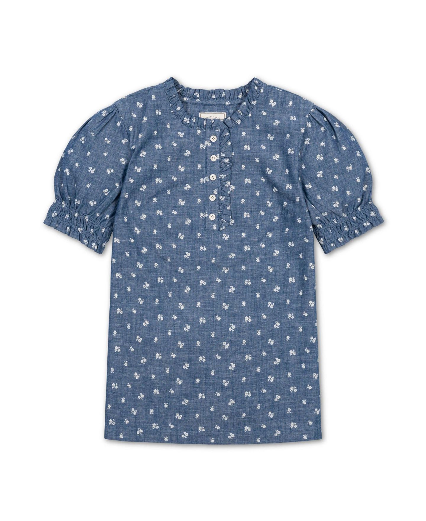 Женская блузка Hope & Henry Chambray Puff-Sleeve Floral-Print, цвет: Шамбре с принтом — фото 5
