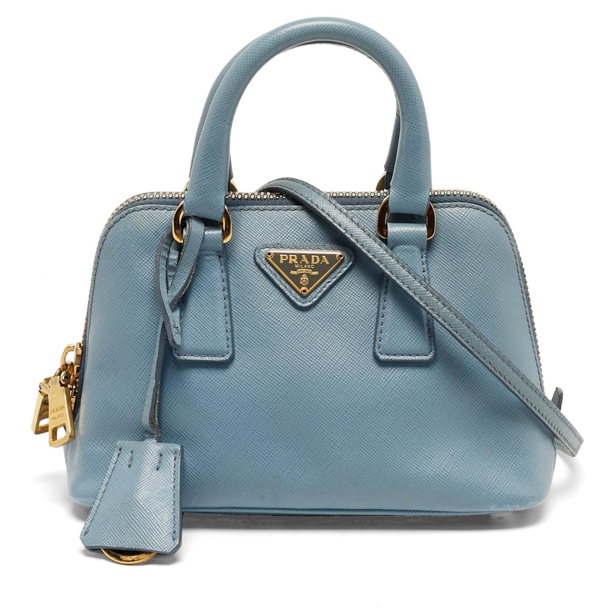 Pre-Owned Prada Women's Mini Promenade Saffiano Leather Satchel - blue
