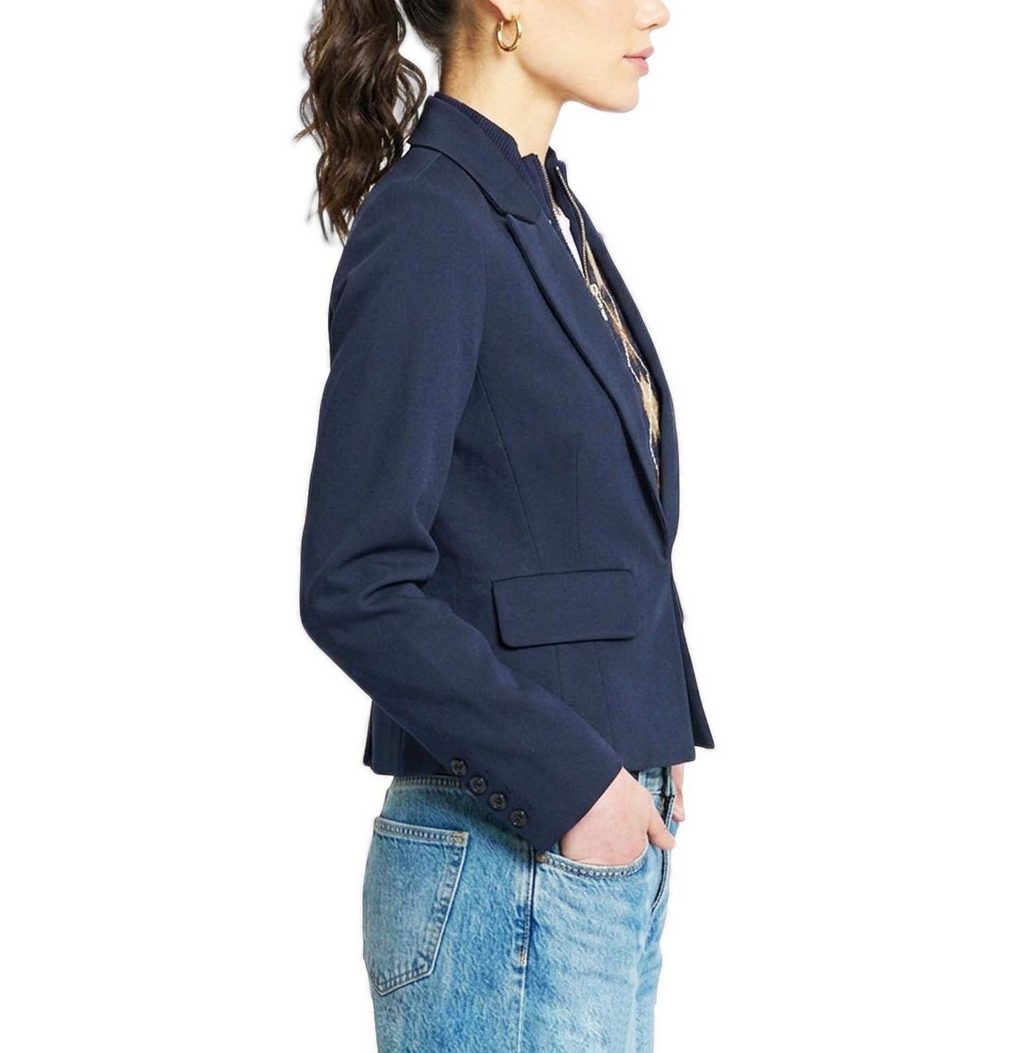 Женский пиджак Central Park West Astrid Argyle Sweater Dickey Jacket Blazer, цвет: Тёмно-синий комбинированный — фото 2