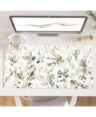 Extended Size PU Leather Peony Flower Desk Mat Waterproof Non Slip Gaming Mouse Pad