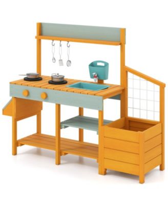 Mud Kitchen Playset with Planter Boxes and Removable Sink, Ages 3-8