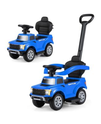 3-in-1 Toddler Push Car Stroller with LED Lights Ride-On, 55 lbs, Ages 18-36 Months