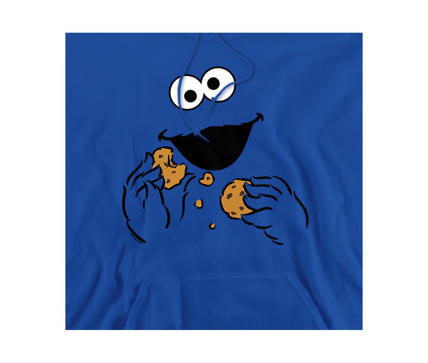 Мужское худи Sesame Street Cookie Monster Om Nom Face Graphic Long-Sleeve Pull-Over, цвет: Королевский синий — фото 2