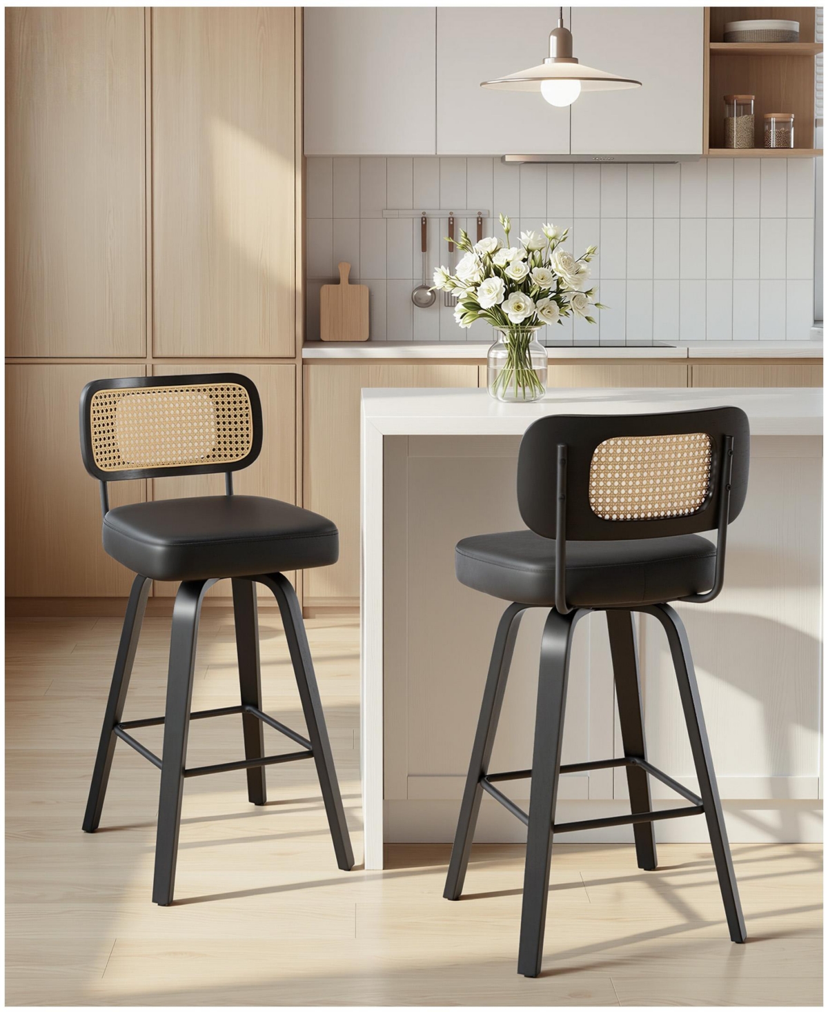 Bekrvio 29" Mid-Century Swivel Bar Height Stools