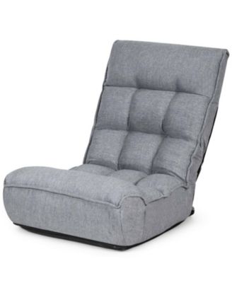 4-Position Folding Floor Chair with Steel Frame and Side Pocket