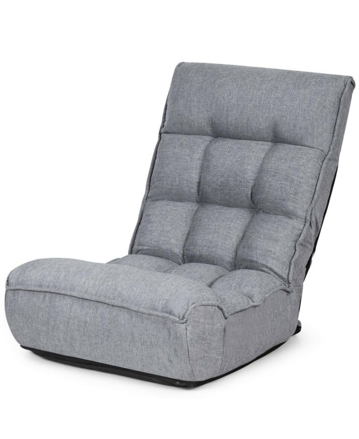 Gouun 4-Position Folding Floor Chair with Steel Frame and Side Pocket - Gray