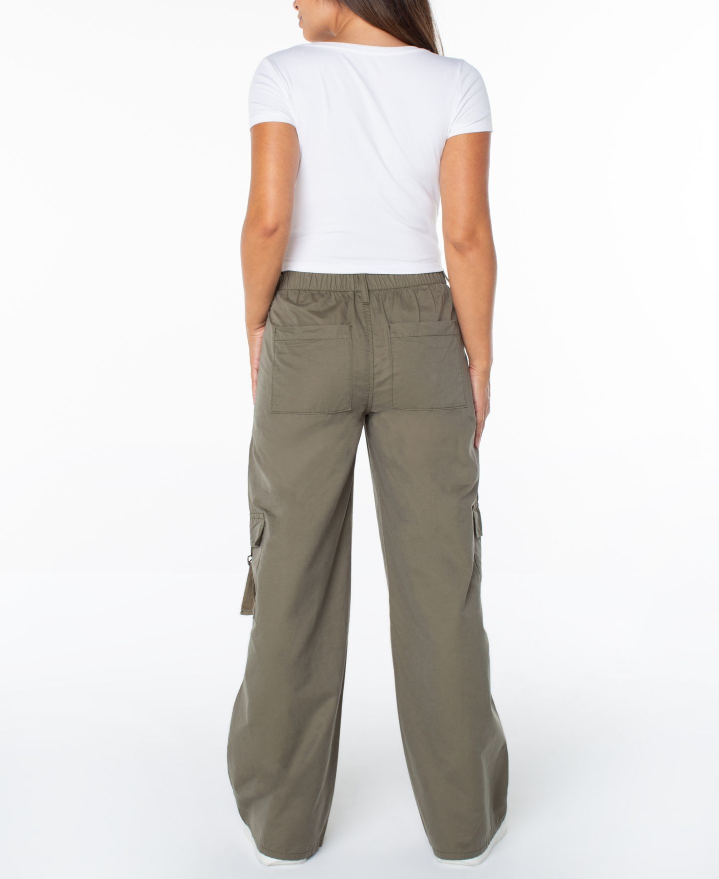 Женские брюки Celebrity Pink Juniors' Butter Twill Wide-Leg Cargo, цвет: Пыльный оливковый — фото 4