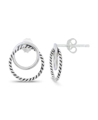 Sterling Silver Oxidized Twist Post Back Stud Earrings