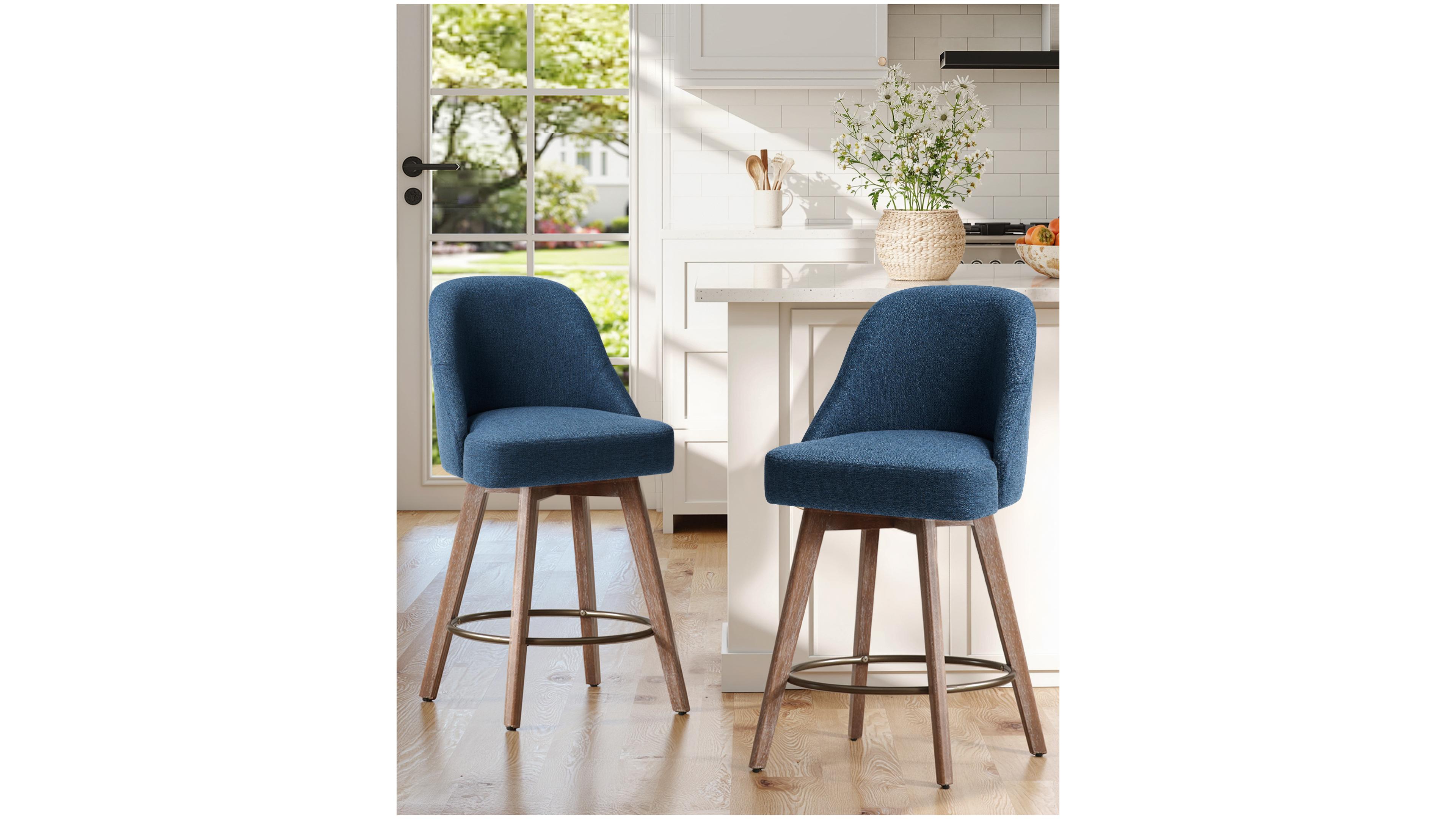 Bekrvio 26" Mid-Century Swivel Counter Height Bar Stools