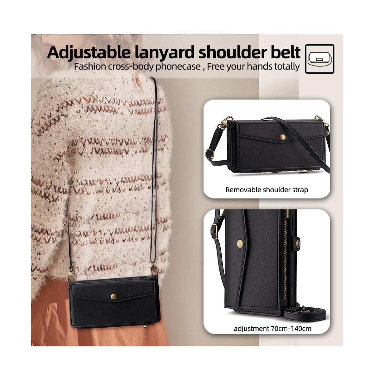 Artudatech Card-Holder Crossbody Wallet Case for iPhone 12-17