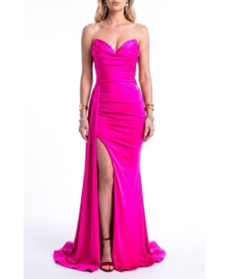 Women's Ruched Mermaid Side-Drape Gown